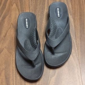 New Okabashi wedge flip flops black